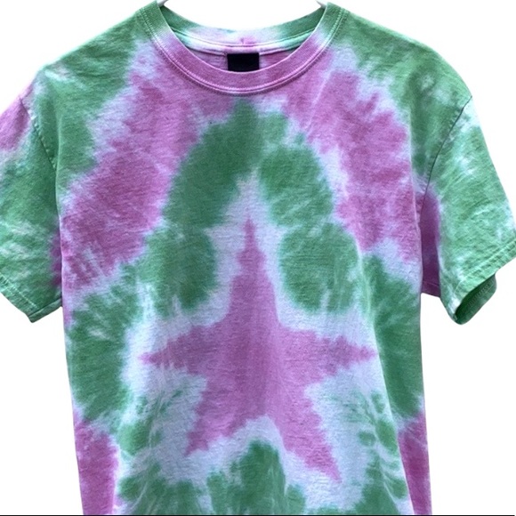 Day by Daydreamer Womens small short sleeve tiedye pink and green star tee - Picture 3 of 9